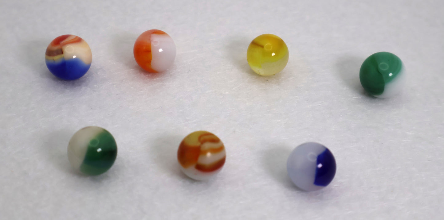 7pk 5/8" Akro Agate Patch Marbles NM-M