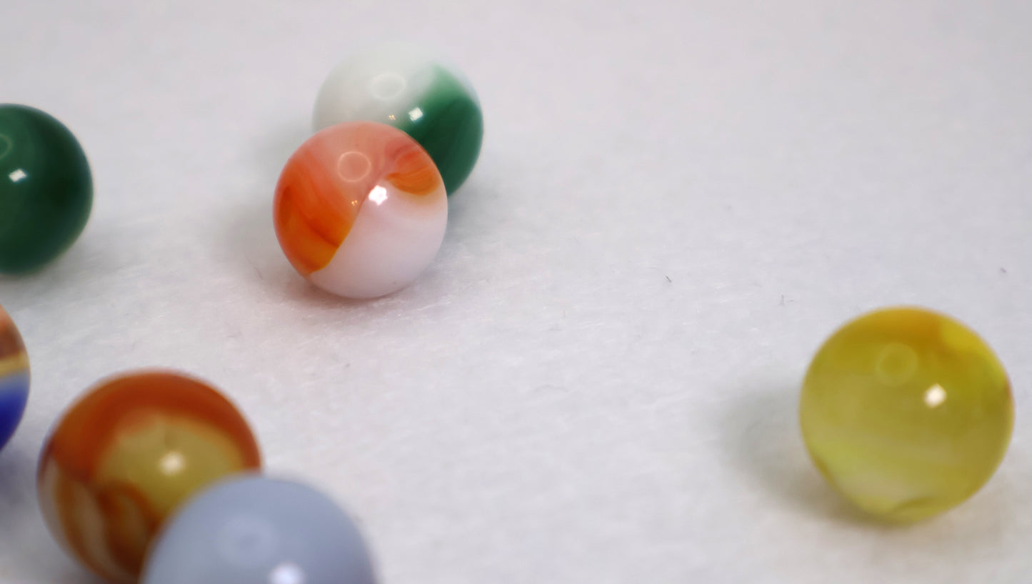 7pk 5/8" Akro Agate Patch Marbles NM-M