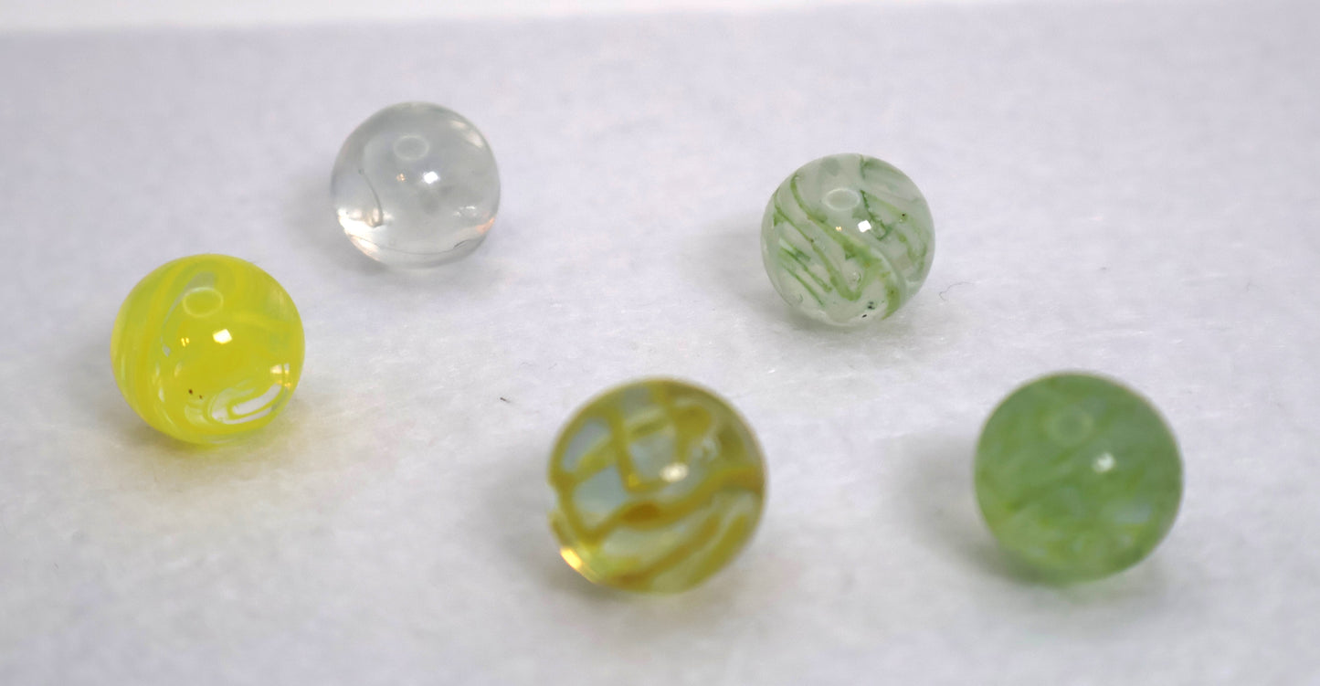 5pk 5/8" Veiligglas/Wire Pulls yellow green clear NM- to M