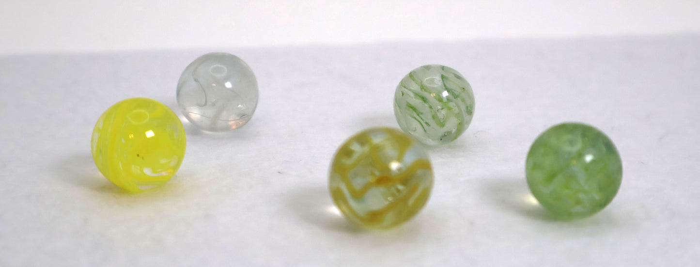 5pk 5/8" Veiligglas/Wire Pulls yellow green clear NM- to M