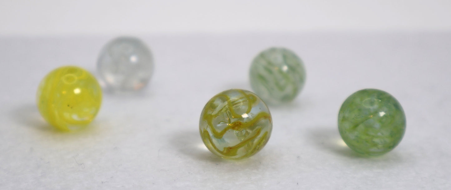 5pk 5/8" Veiligglas/Wire Pulls yellow green clear NM- to M