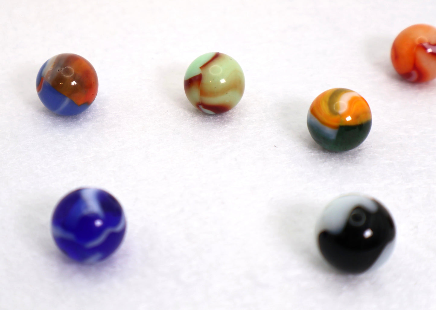 7pk 5/8" Variety Mix Peltier Marbles, Patches & Rainbos NM