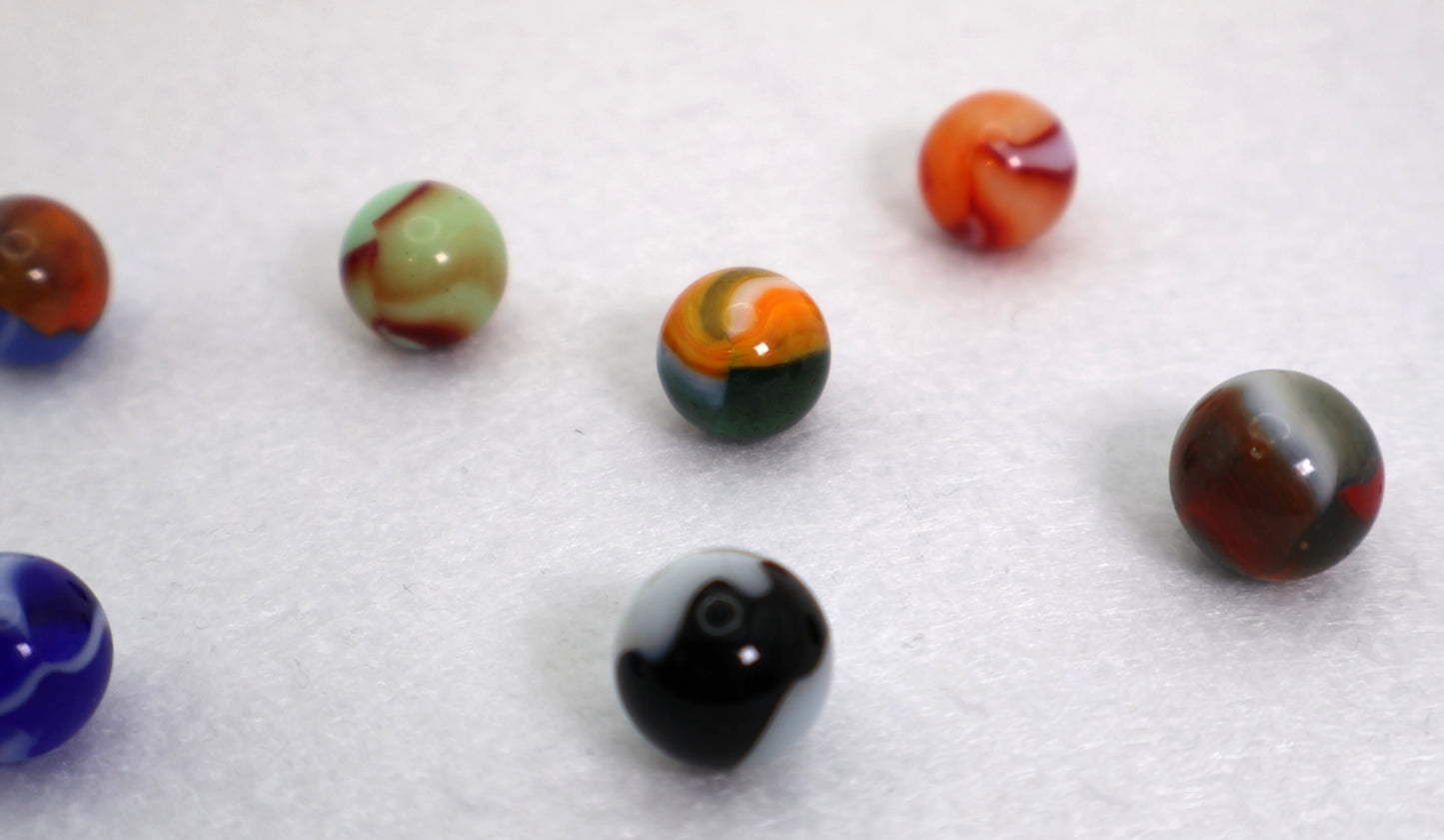 7pk 5/8" Variety Mix Peltier Marbles, Patches & Rainbos NM