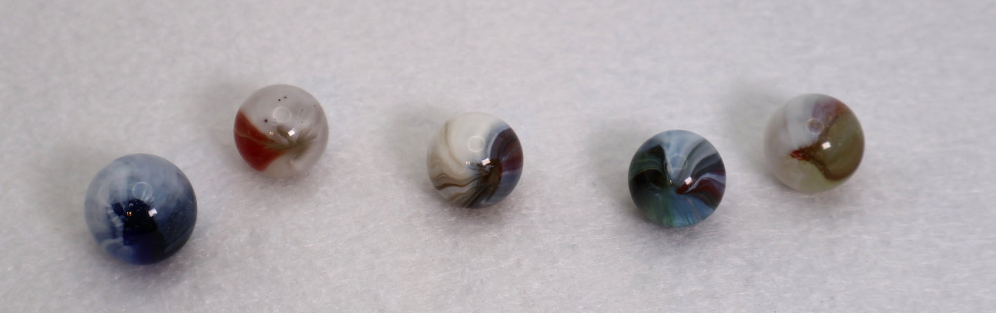 5pk 5/8-11/16" Marbles - Mix of Masters & Pinchers MINT