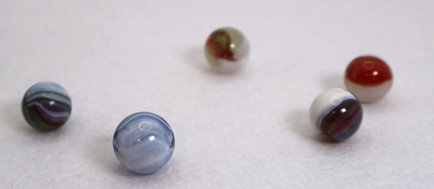 5pk 5/8-11/16" Marbles - Mix of Masters & Pinchers MINT