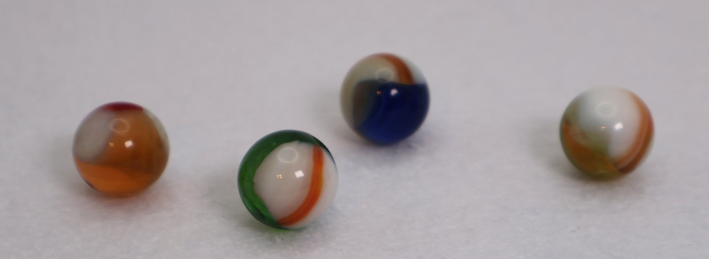 4pk 5/8" Vitro Agate Helmet Marbles variety of colors NM+ to M