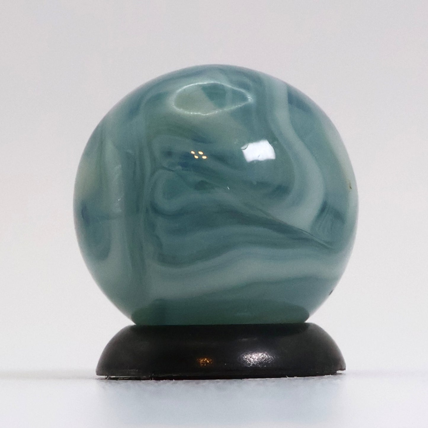 5/8" Transparent Swirl Marble Clear Base with Blue & White Ribbons M-