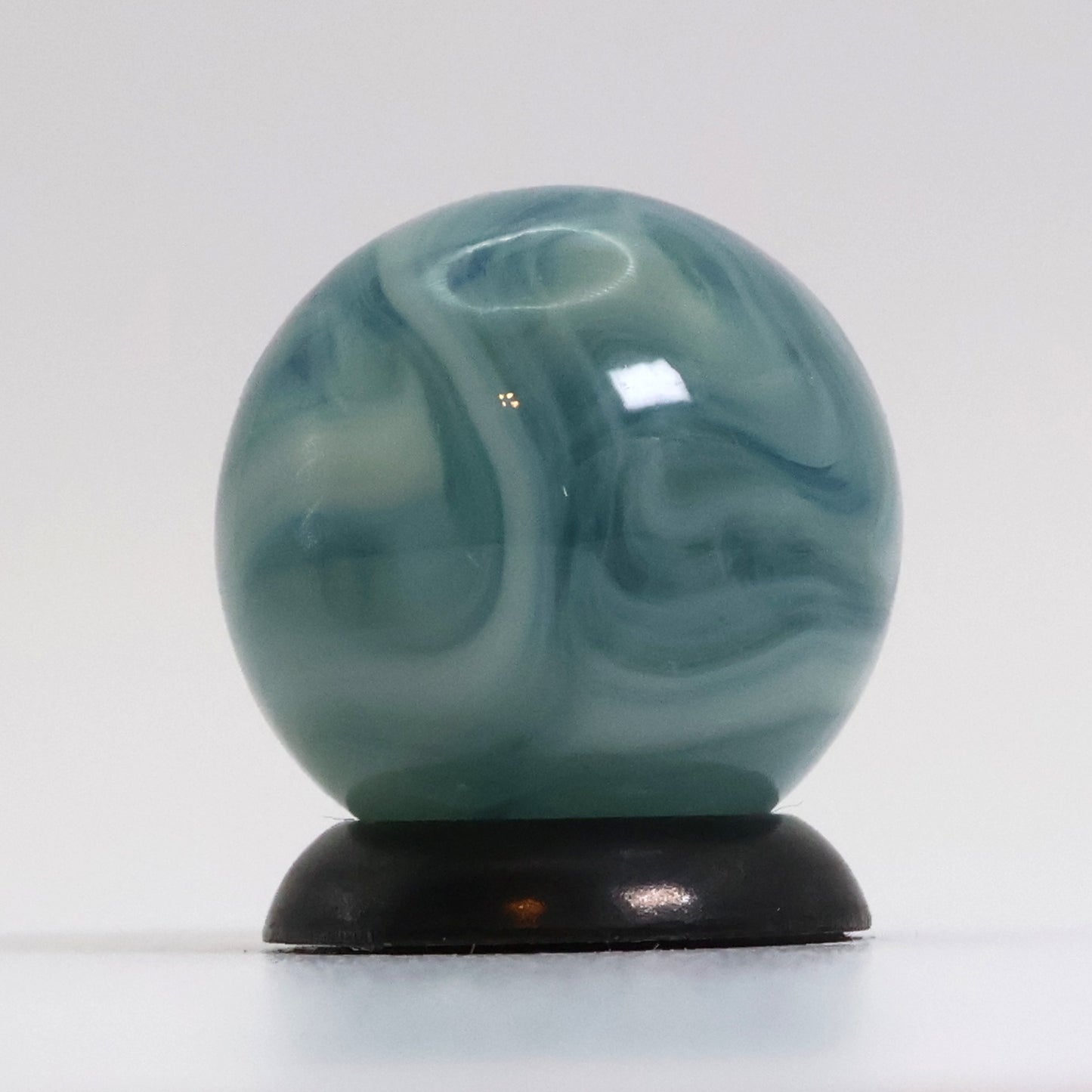 5/8" Transparent Swirl Marble Clear Base with Blue & White Ribbons M-