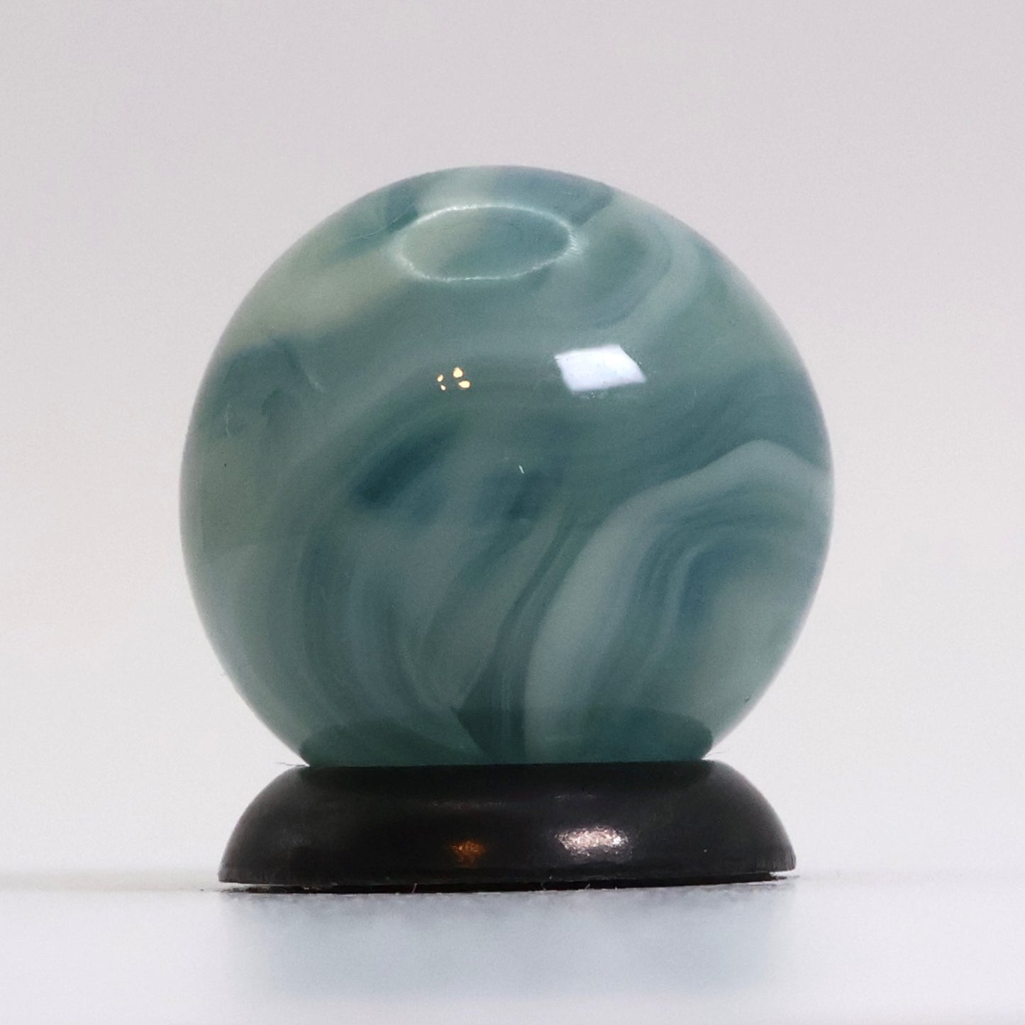5/8" Transparent Swirl Marble Clear Base with Blue & White Ribbons M-