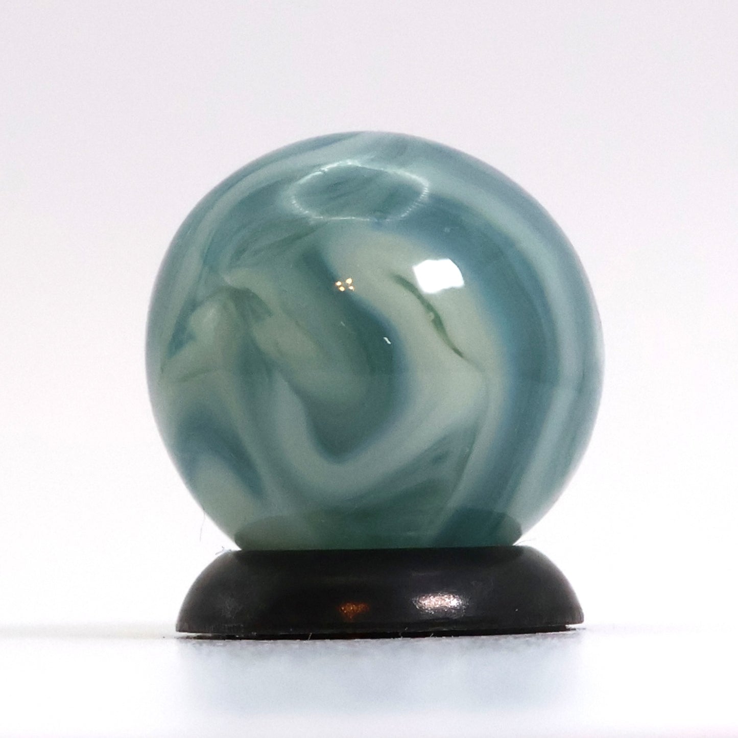 5/8" Transparent Swirl Marble Clear Base with Blue & White Ribbons M-