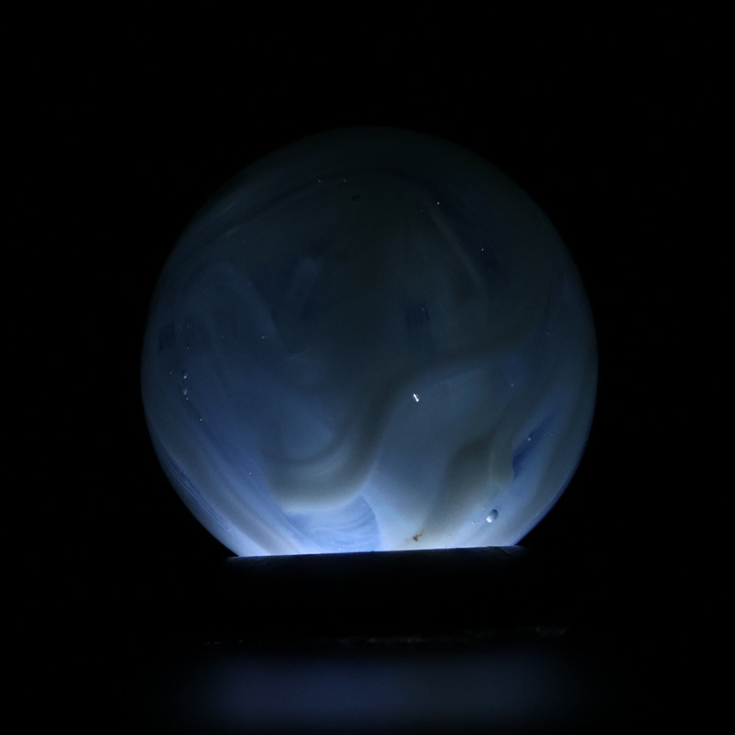 5/8" Transparent Swirl Marble Clear Base with Blue & White Ribbons M-