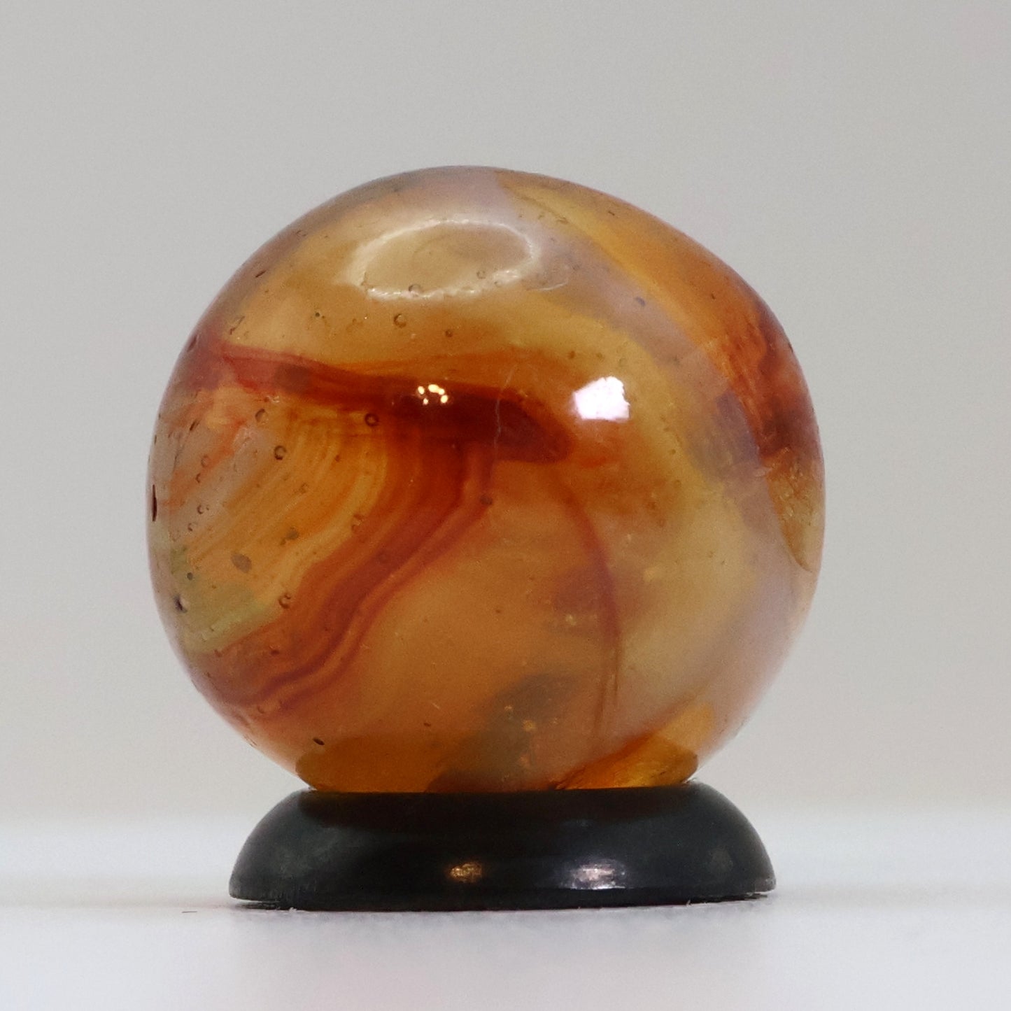 5/8" Off Round Wire Pull? Swirl Marble Orange Red NM