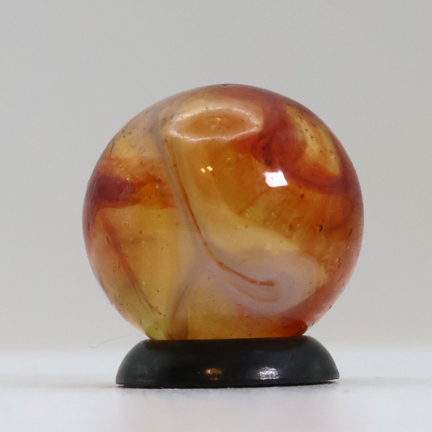 5/8" Off Round Wire Pull? Swirl Marble Orange Red NM