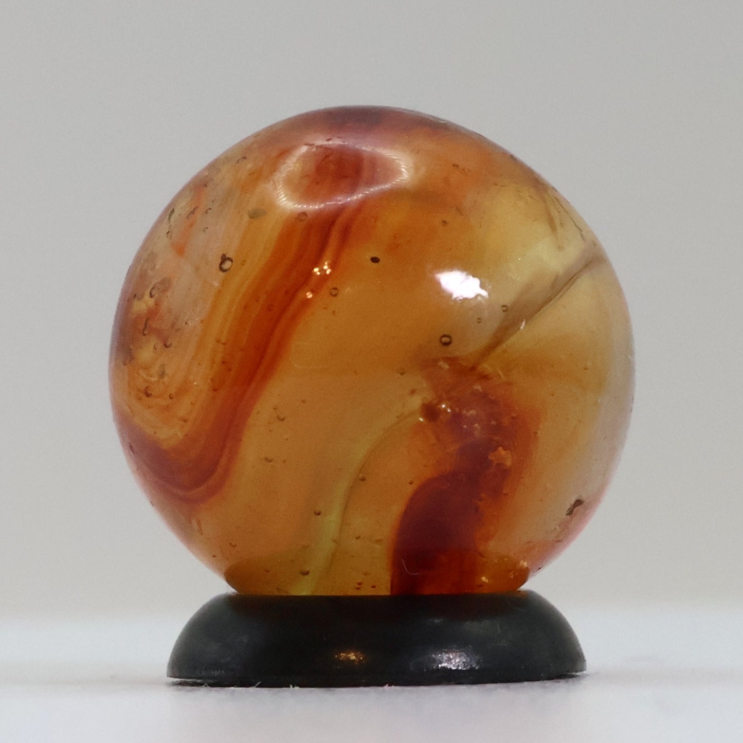 5/8" Off Round Wire Pull? Swirl Marble Orange Red NM