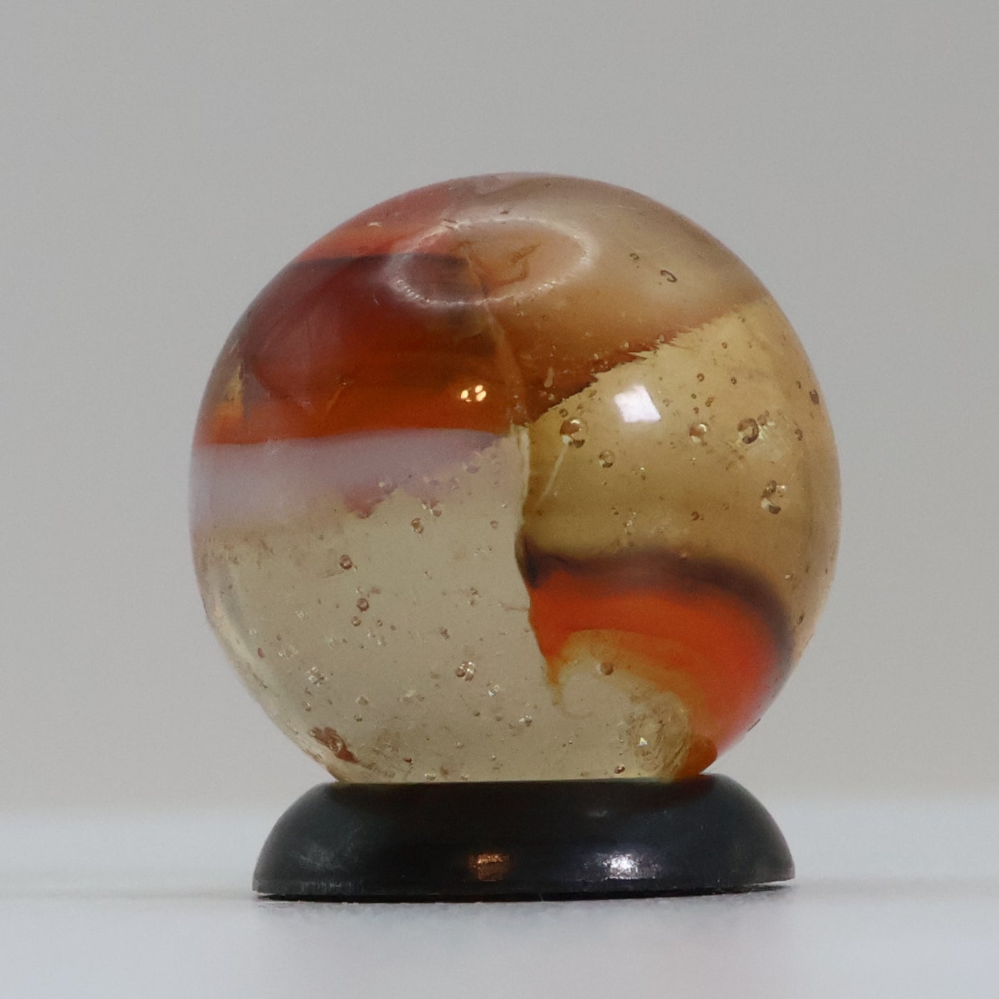 5/8" Vintage Peltier Rainbo Clear Based Woody Marble UV NM- off round