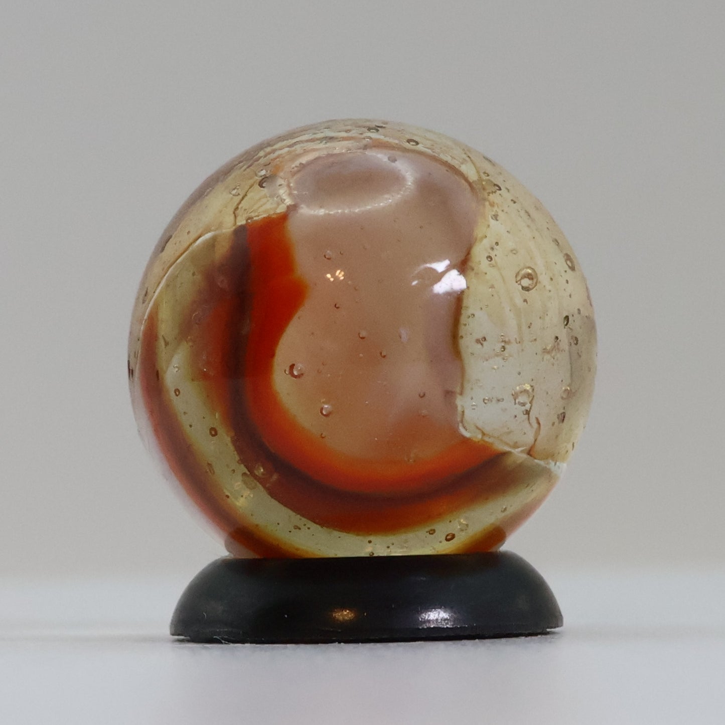 5/8" Vintage Peltier Rainbo Clear Based Woody Marble UV NM- off round