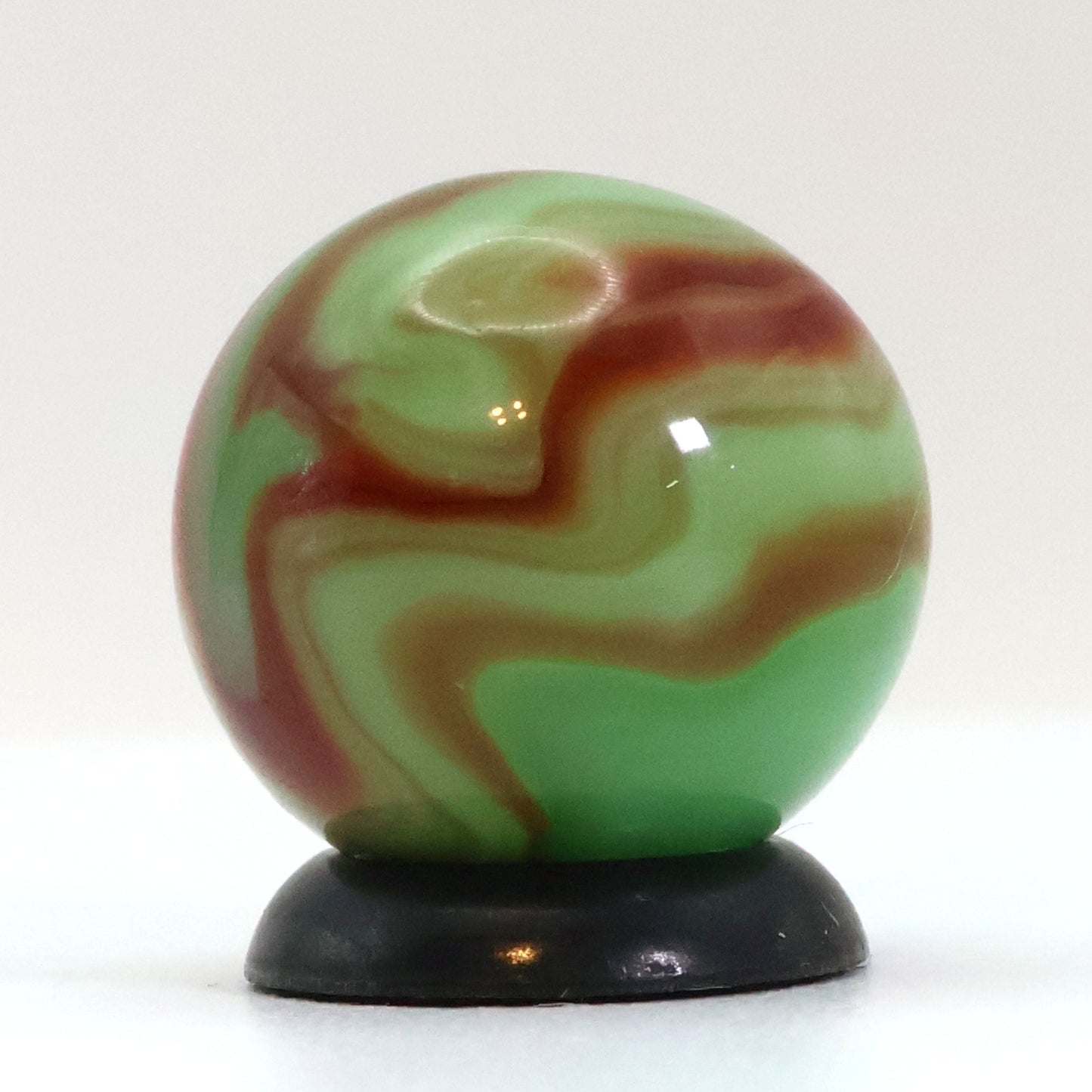 5/8" Swirl Marble Green Base with Tan & Red Ribbons M-