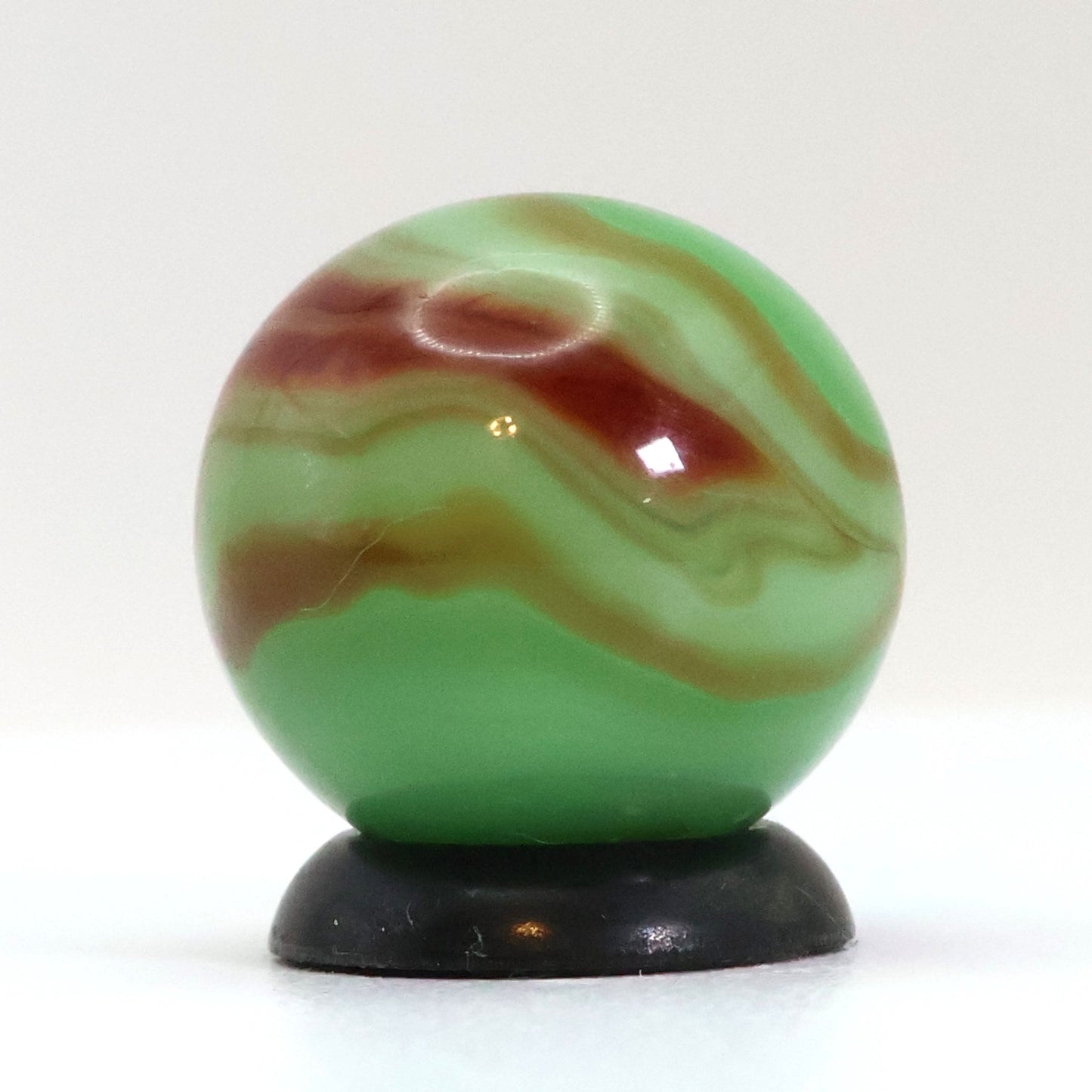 5/8" Swirl Marble Green Base with Tan & Red Ribbons M-