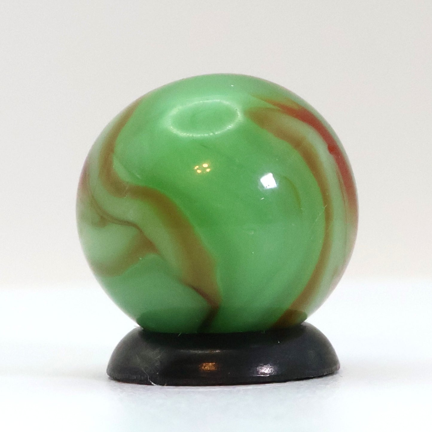 5/8" Swirl Marble Green Base with Tan & Red Ribbons M-