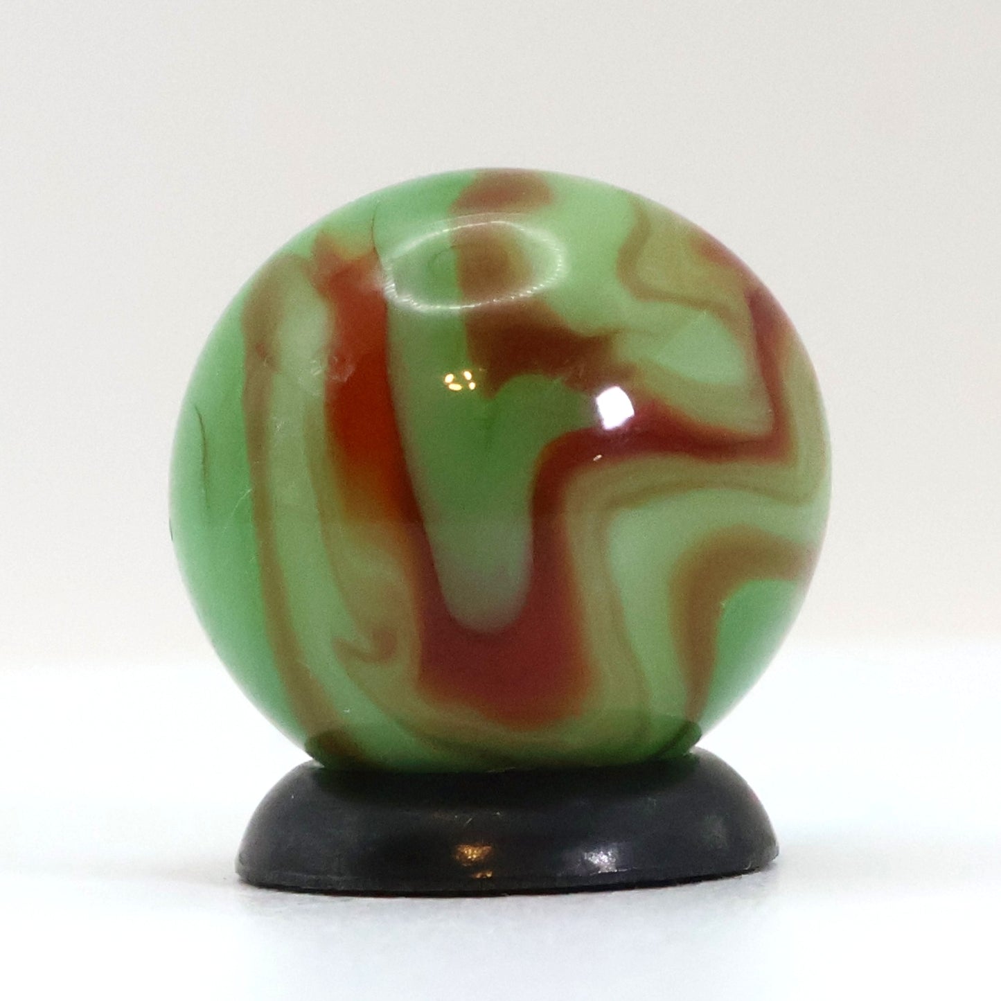 5/8" Swirl Marble Green Base with Tan & Red Ribbons M-