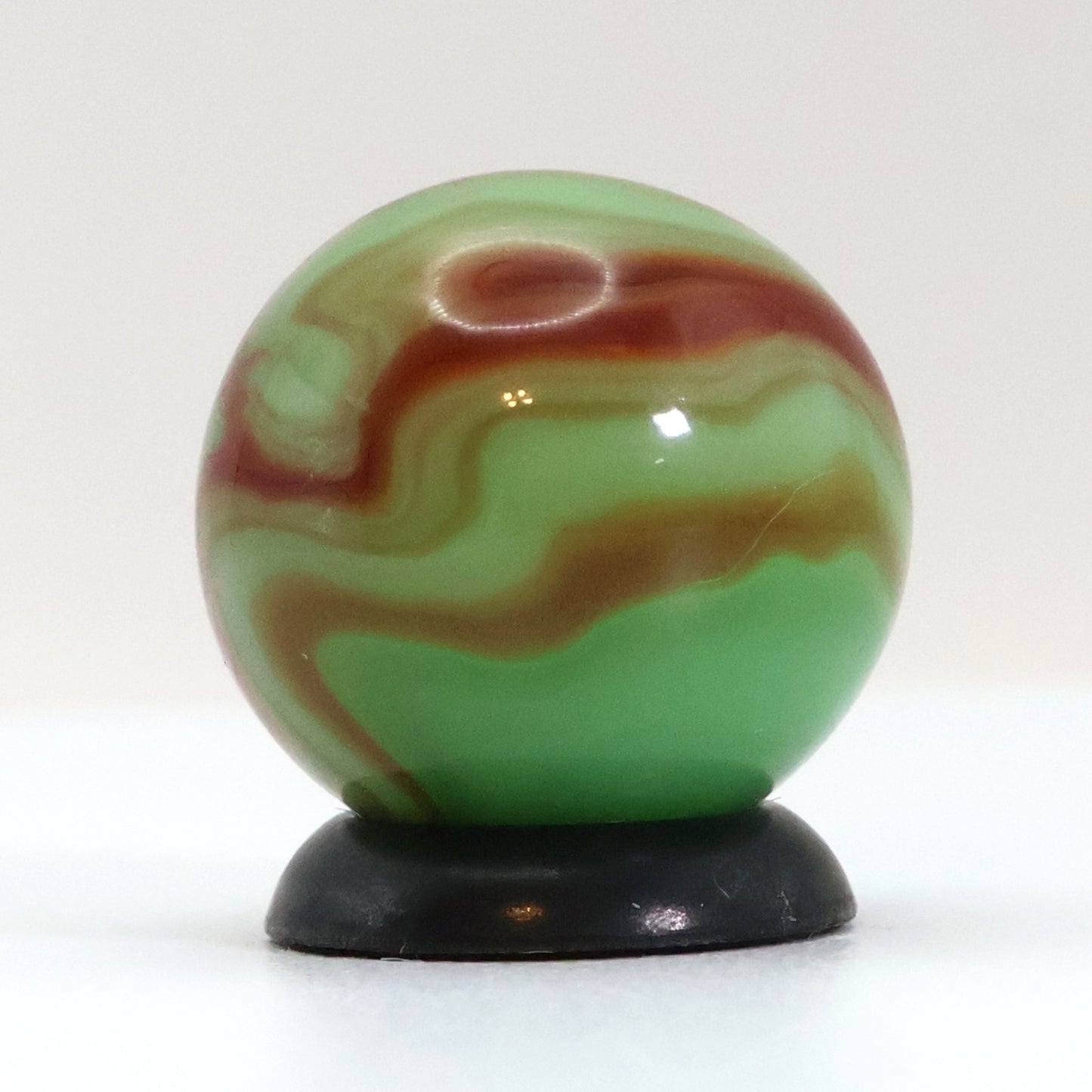 5/8" Swirl Marble Green Base with Tan & Red Ribbons M-