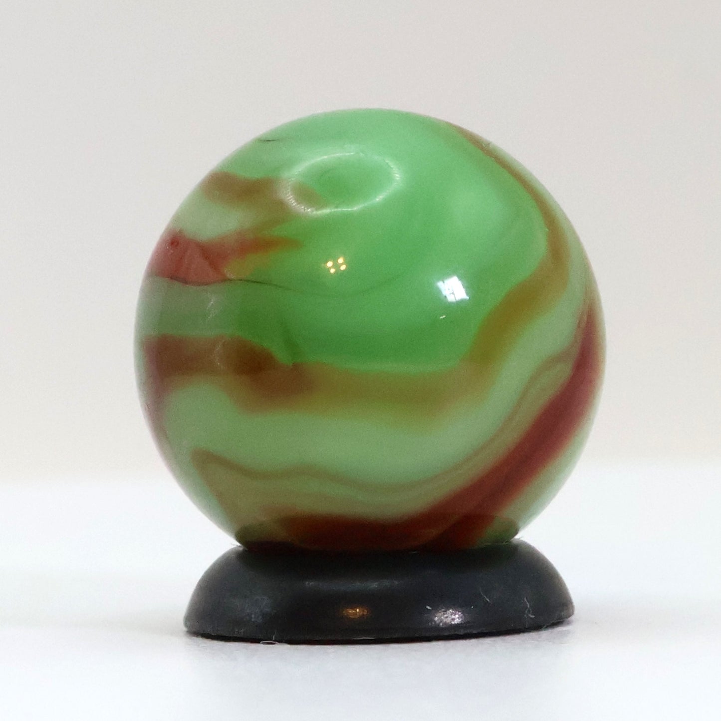 5/8" Swirl Marble Green Base with Tan & Red Ribbons M-