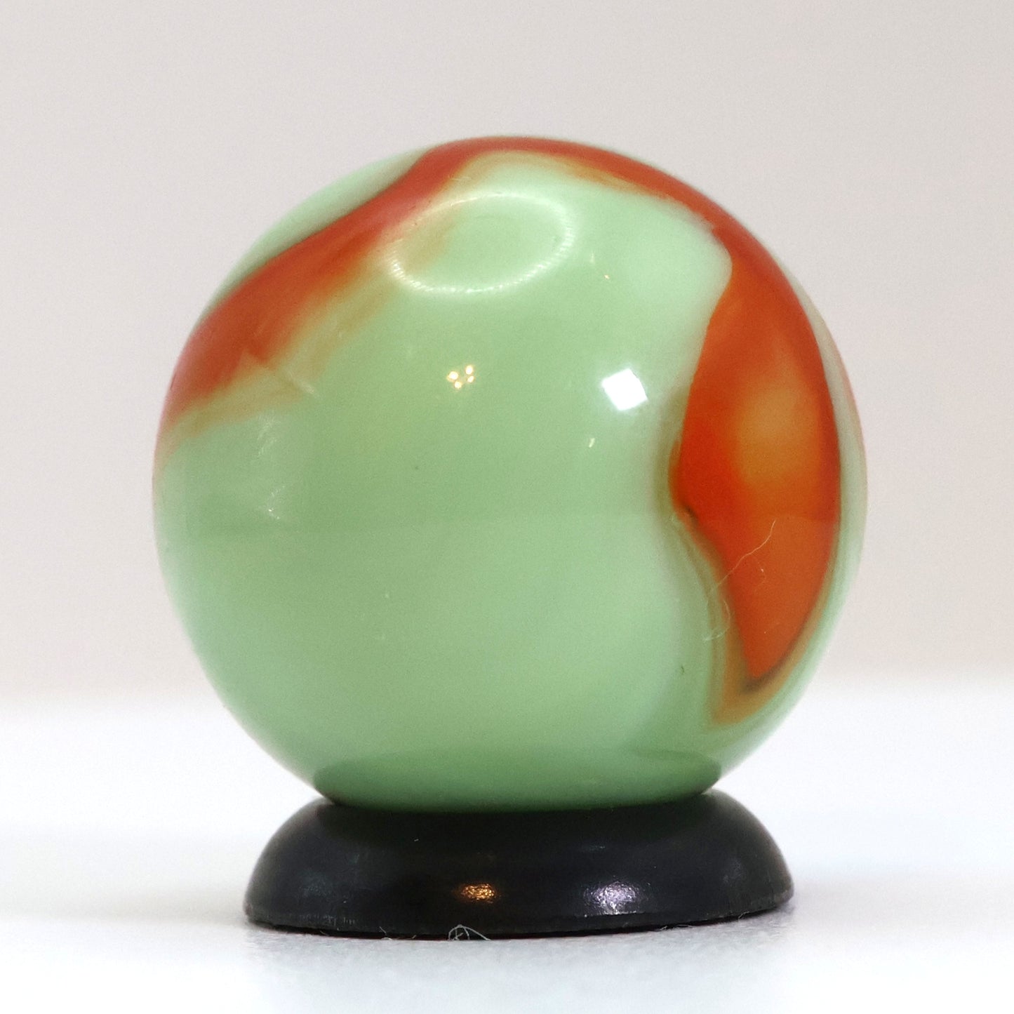11/16" Drippy Akro Agate Prizename Corkscrew Marble Green & Orange NM++