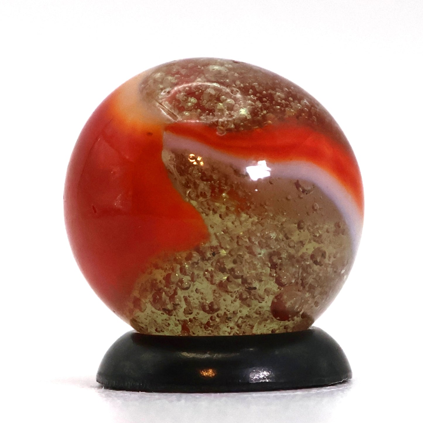 5/8" Clear Base Peltier Rainbo Seedy Orange & White NM+