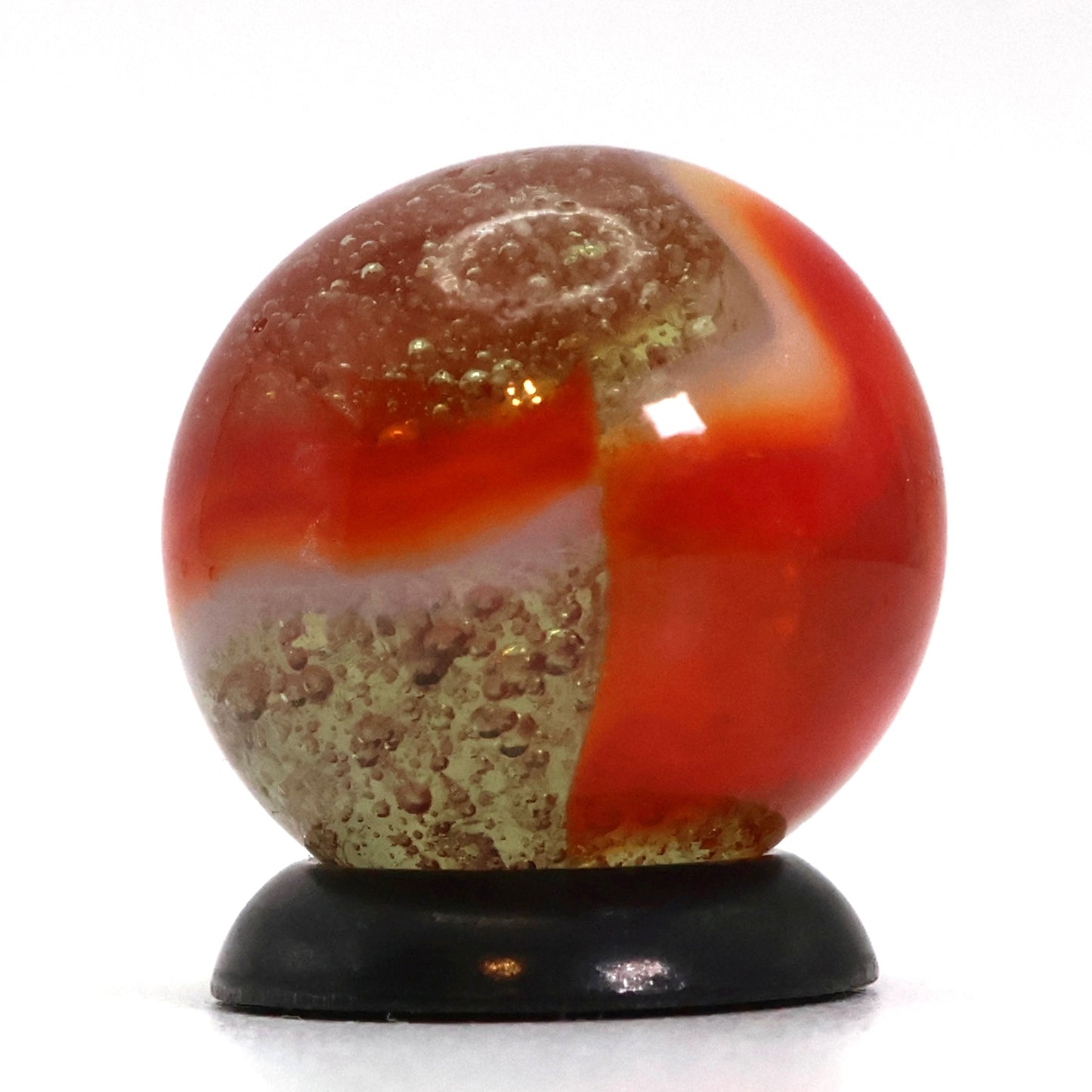 5/8" Clear Base Peltier Rainbo Seedy Orange & White NM+