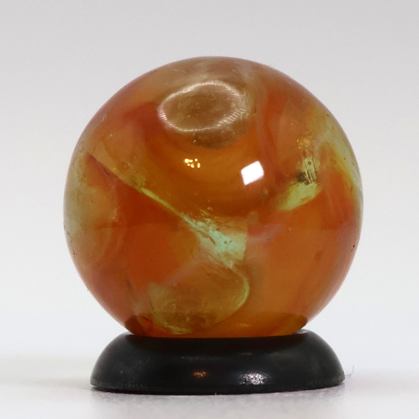 5/8" Swirl Marble clear based orange ribbons NM+