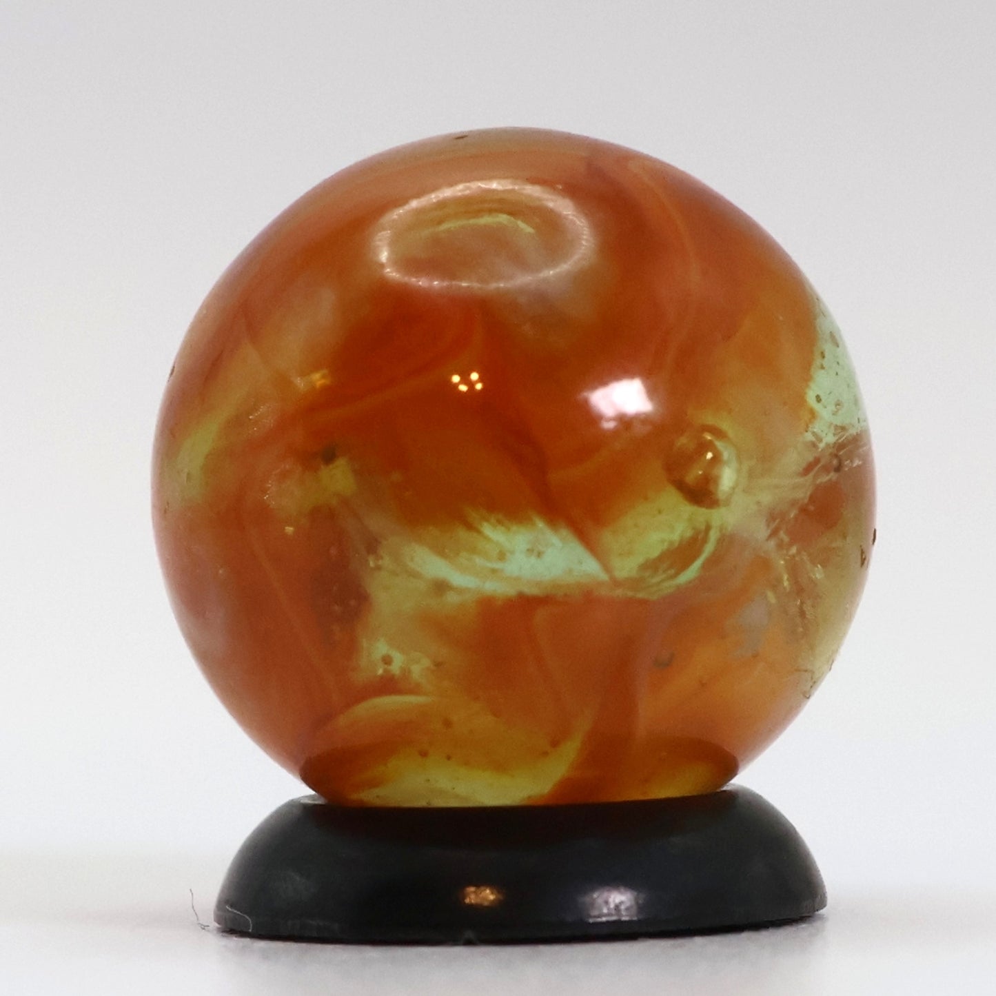5/8" Swirl Marble clear based orange ribbons NM+