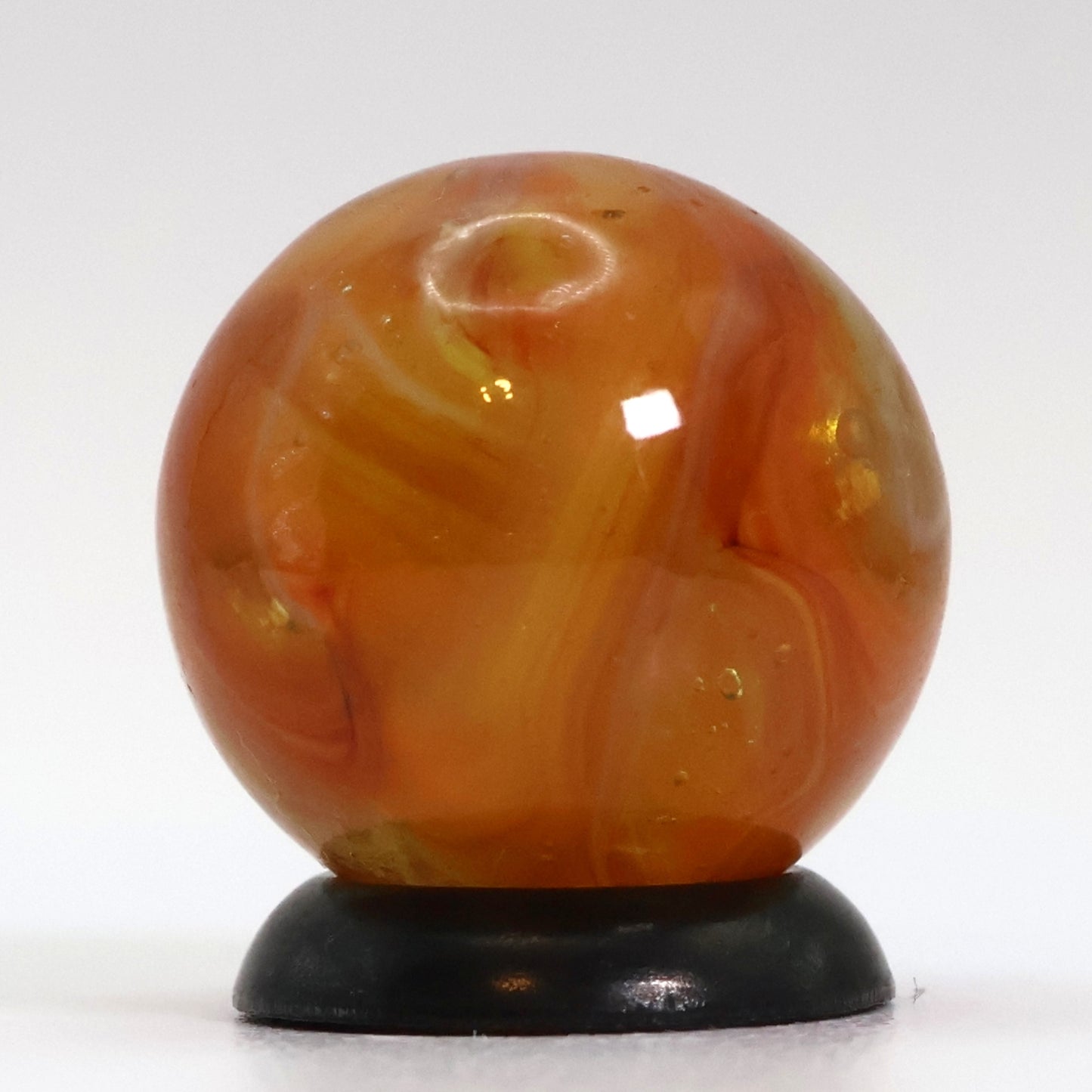 5/8" Swirl Marble clear based orange ribbons NM+