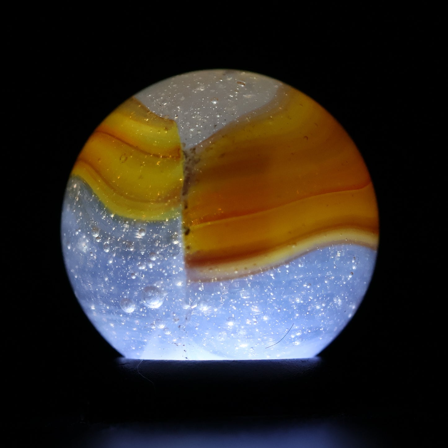 5/8" Peltier Rainbo Clear Base Orange striped ribbons M-