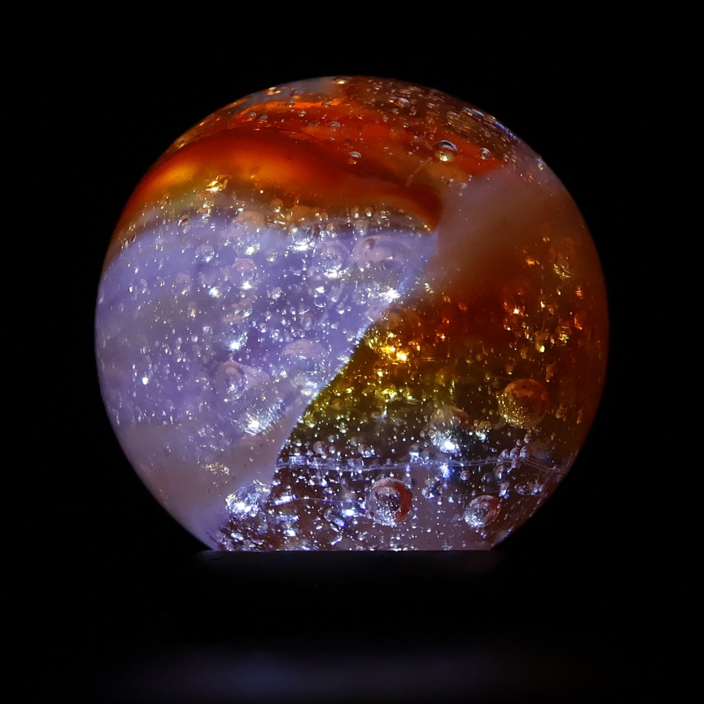 5/8" Peltier Rainbo Sunset Orange w/ different different size bubbles NM+