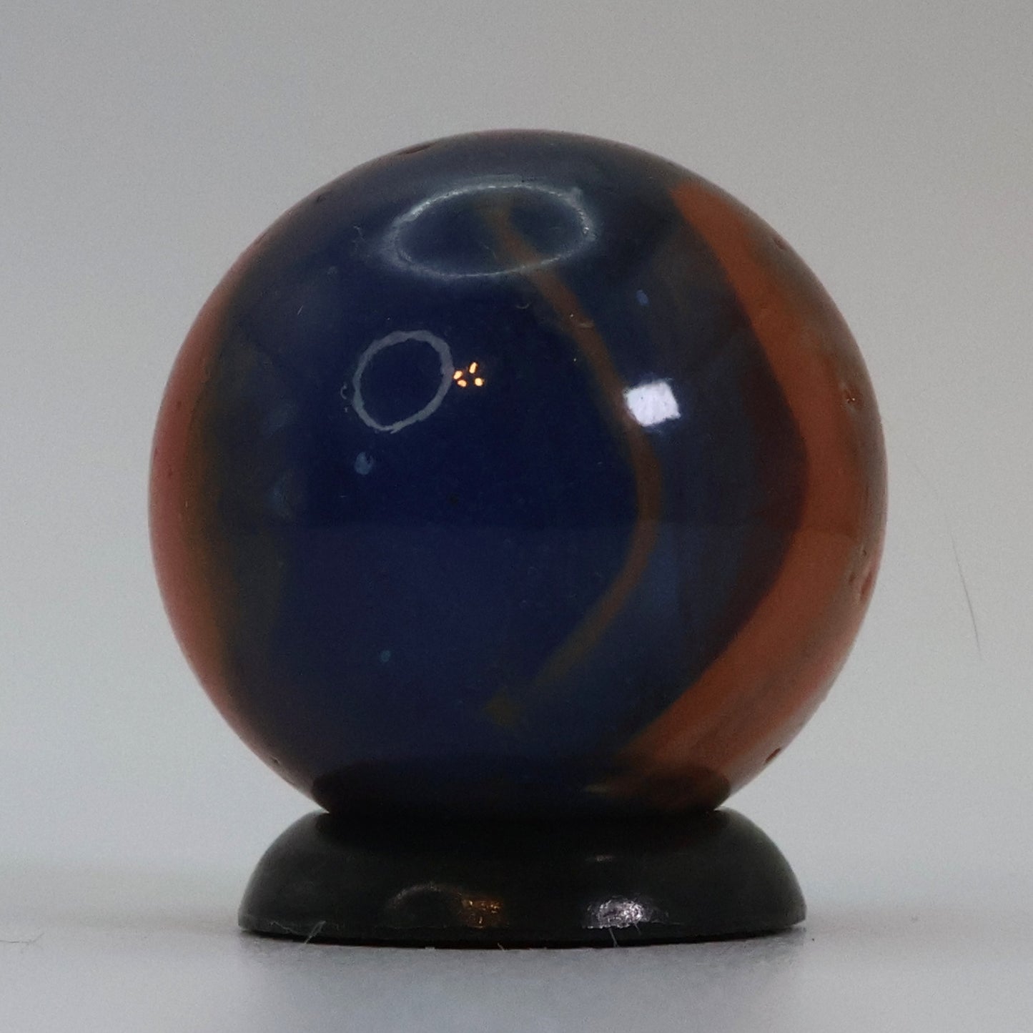 11/16" Peltier Rainbo Translucent Blue Base w/peach ribbons NM+