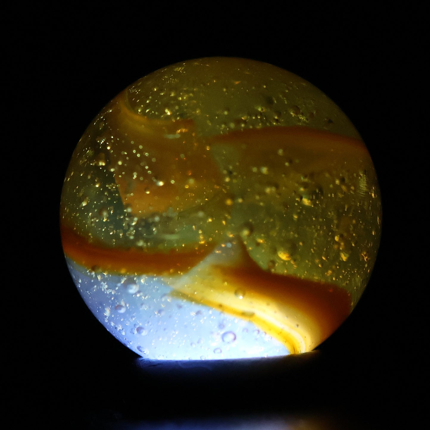 11/16" Peltier Rainbo Clear Based Orange Seedy Bubbles MINT