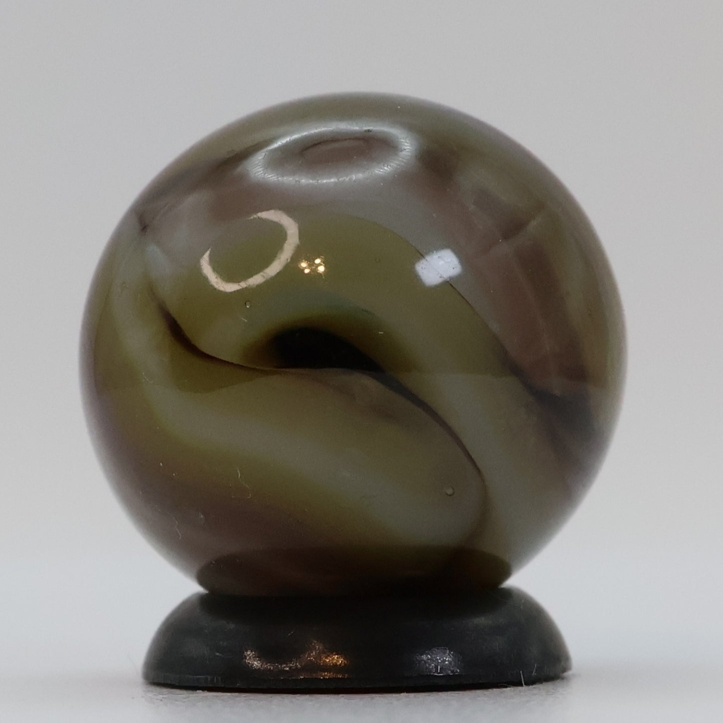 5/8" Swirl Marble, clear based brown & purple NM+