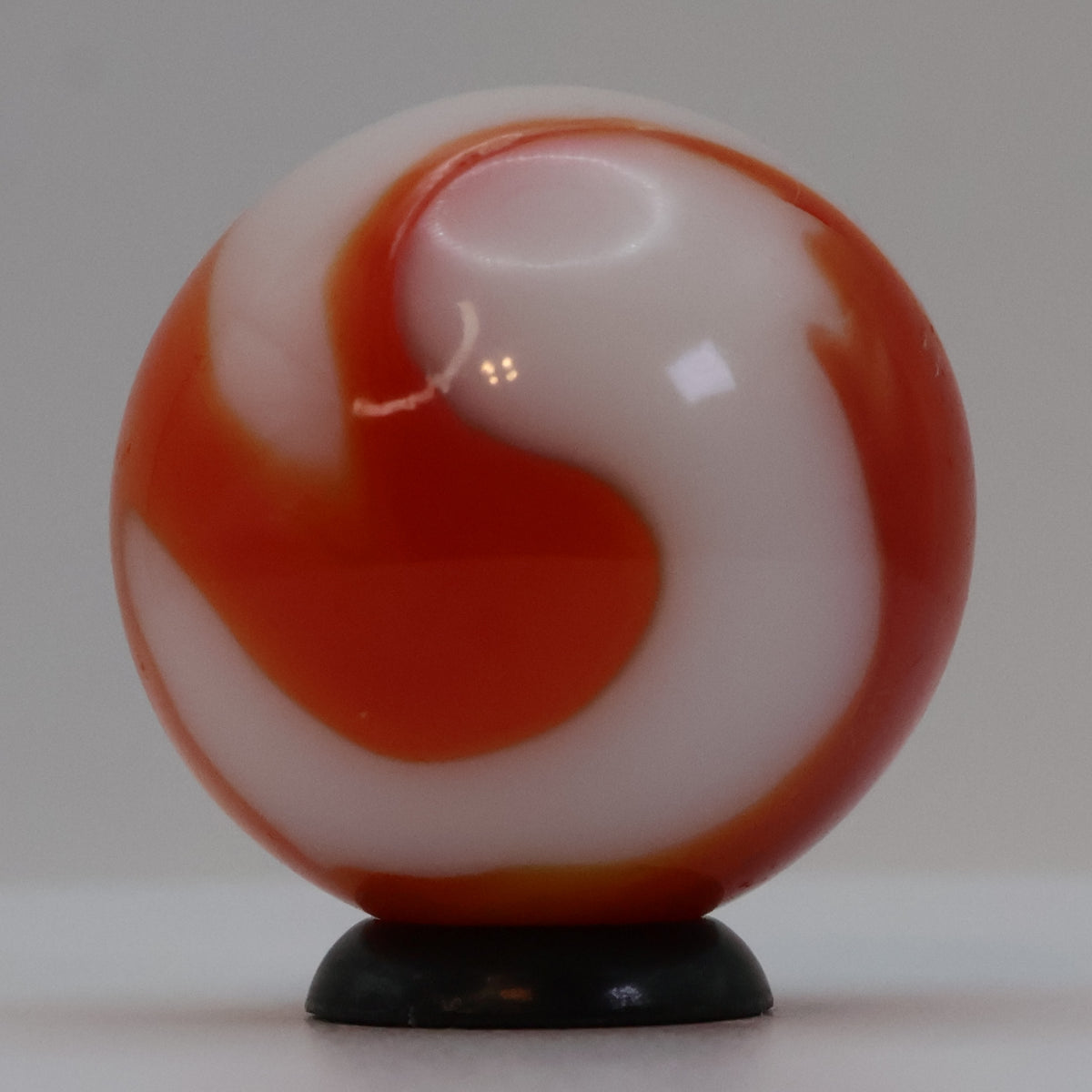 7/8" Vintage Swirl Marble Shooter Orange & White NM++