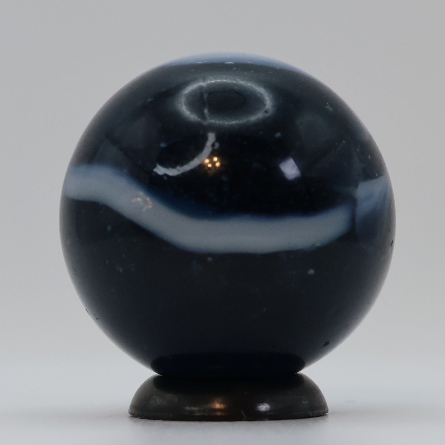 Gorgeous 7/8" Peltier Rainbo Marble NM+ Translucent Dark Blue
