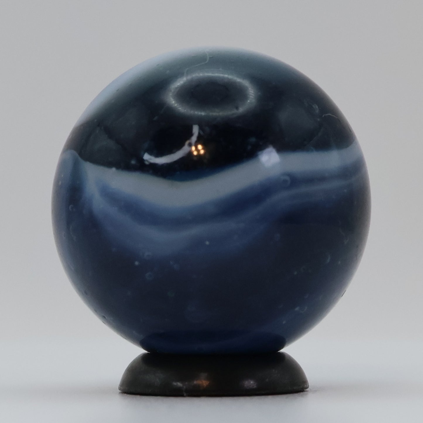 Gorgeous 7/8" Peltier Rainbo Marble NM+ Translucent Dark Blue
