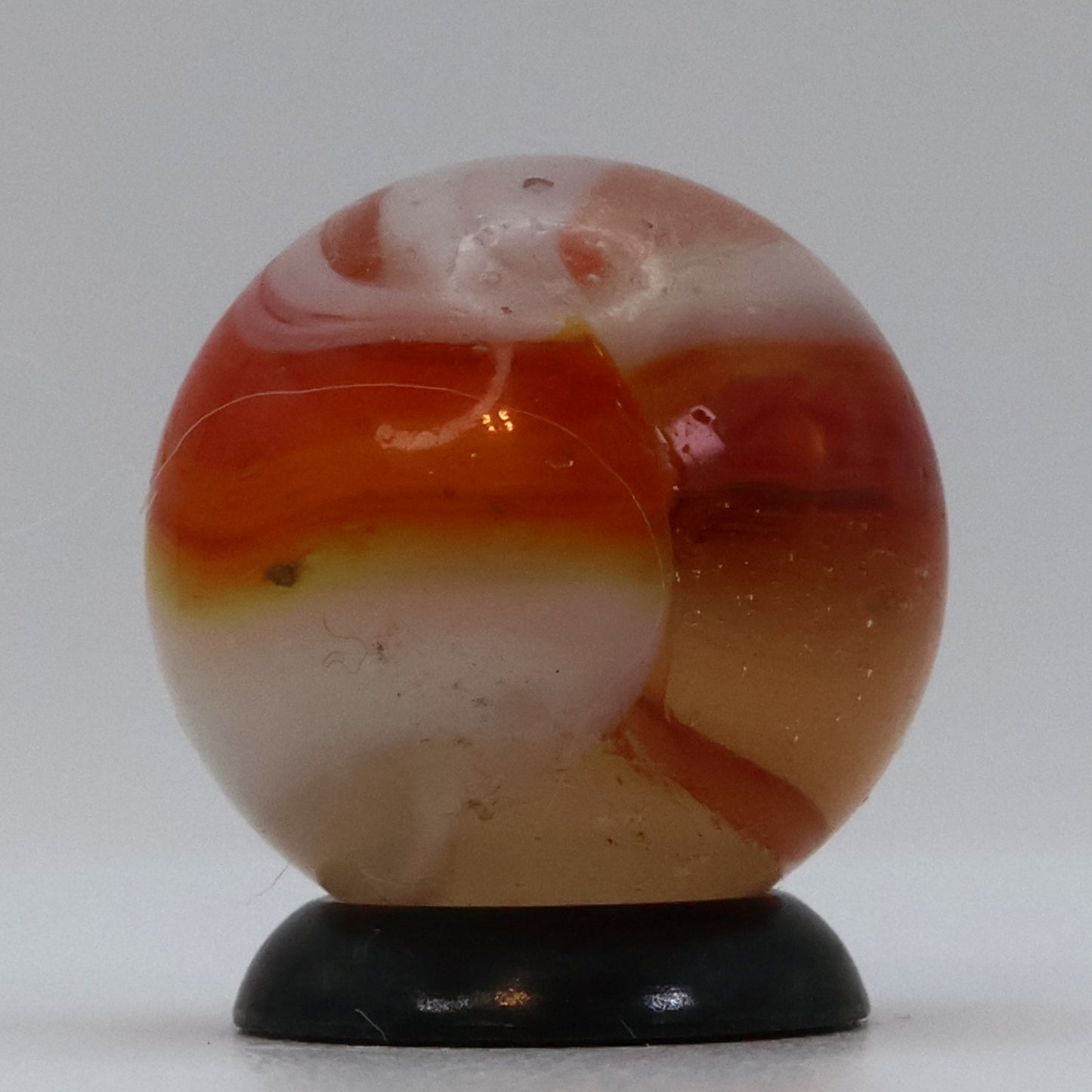 5/8" Peltier Rainbo Marble Clear, Orange, White NM