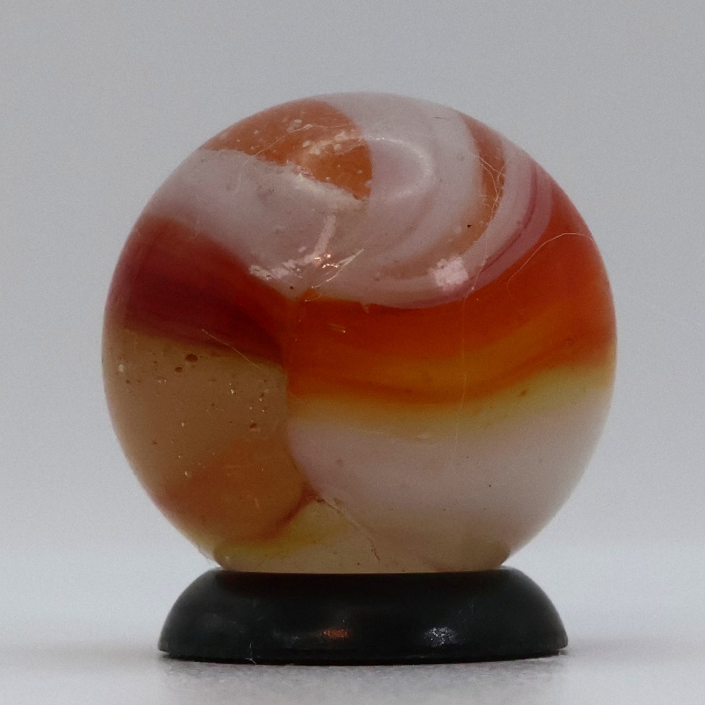 5/8" Peltier Rainbo Marble Clear, Orange, White NM