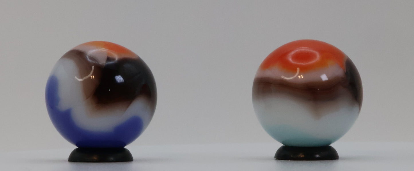 3pk 7/8" Vitro Agate All Red Blackline shooters NM to NM+