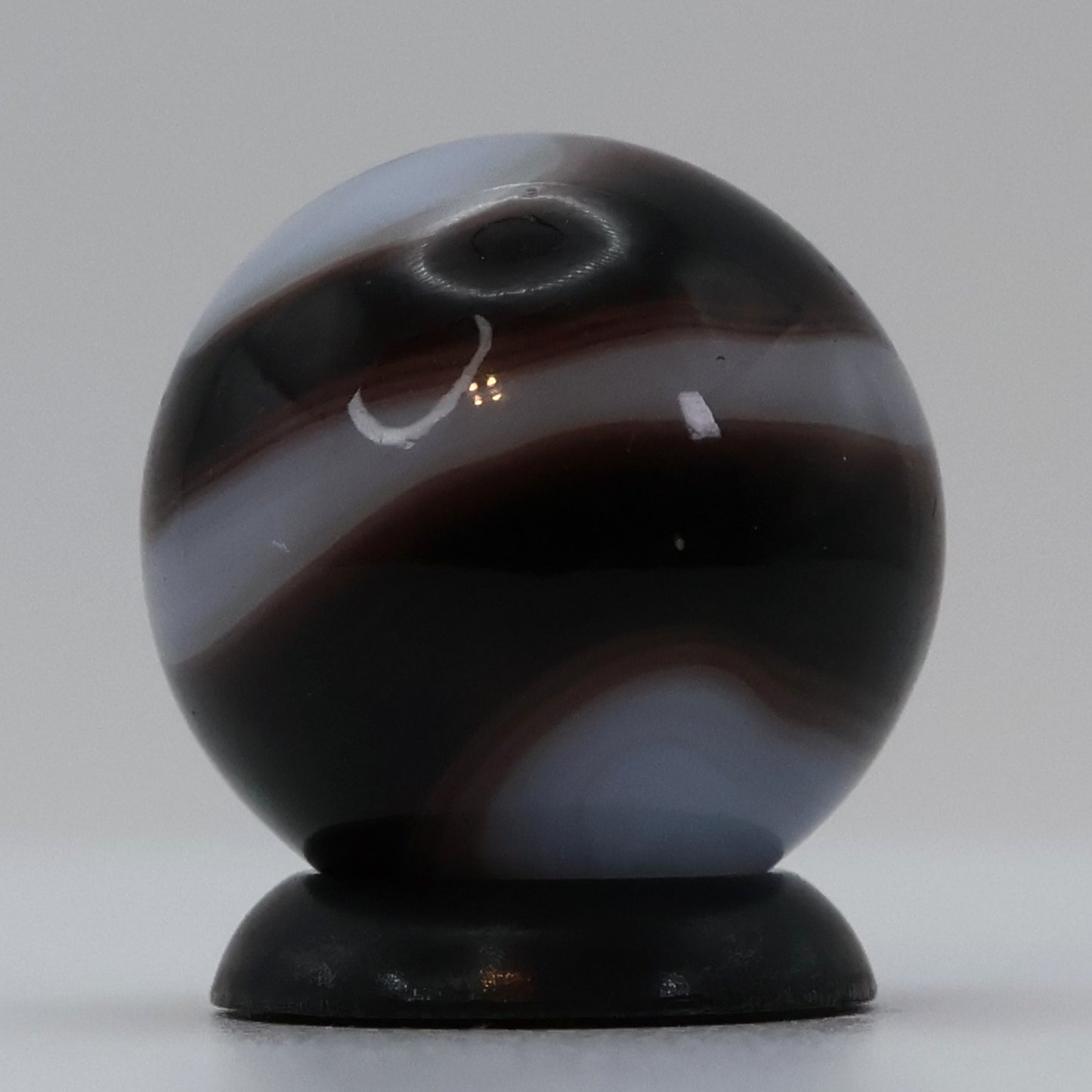 5/8" Akro Agate Prizename Corkscrew - deep purple & cloudy white NM++