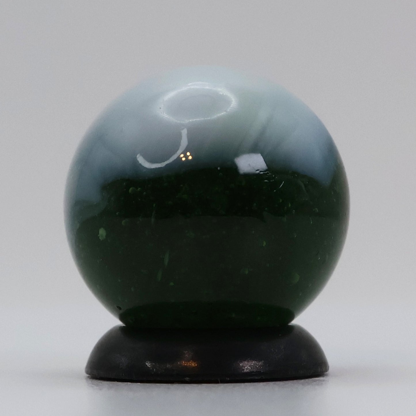 5/8" Akro Agate Patch Marble Seedy Dark Green Translucent base M-