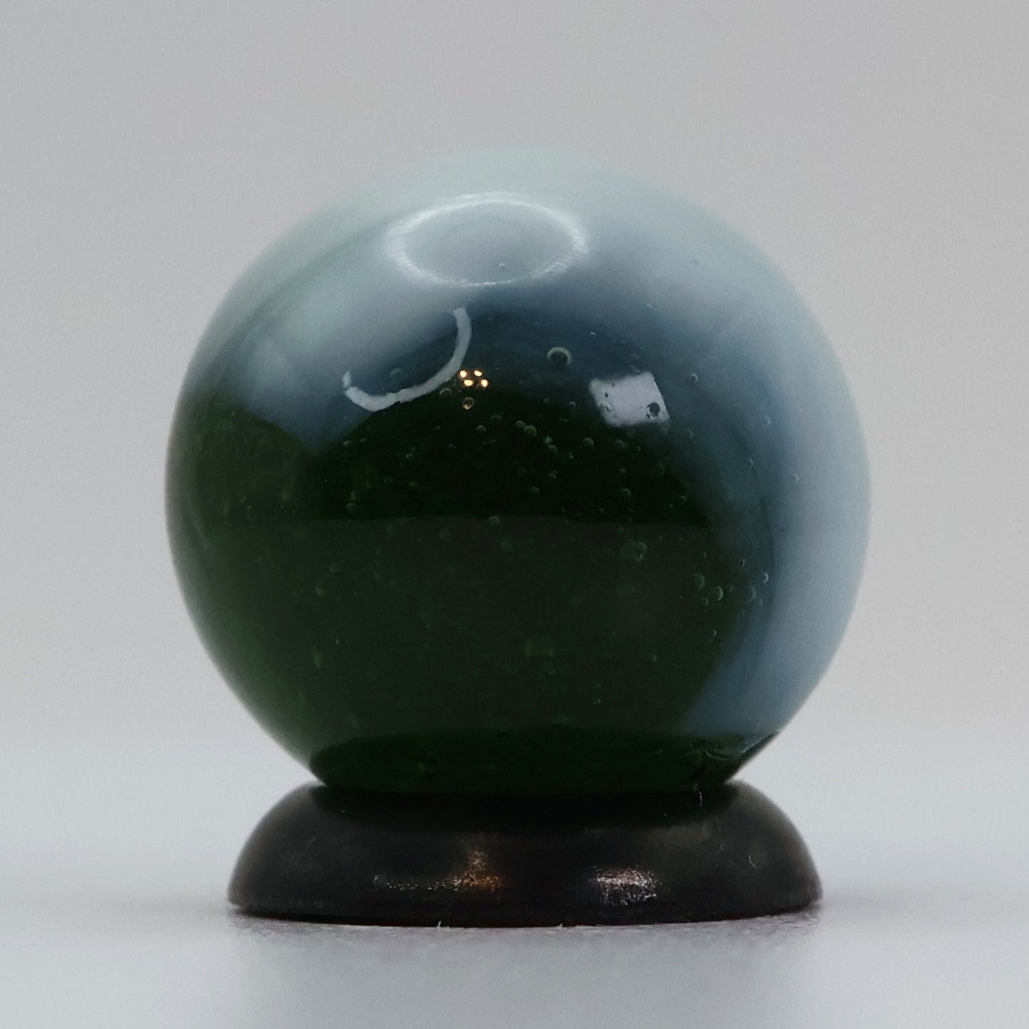 5/8" Akro Agate Patch Marble Seedy Dark Green Translucent base M-
