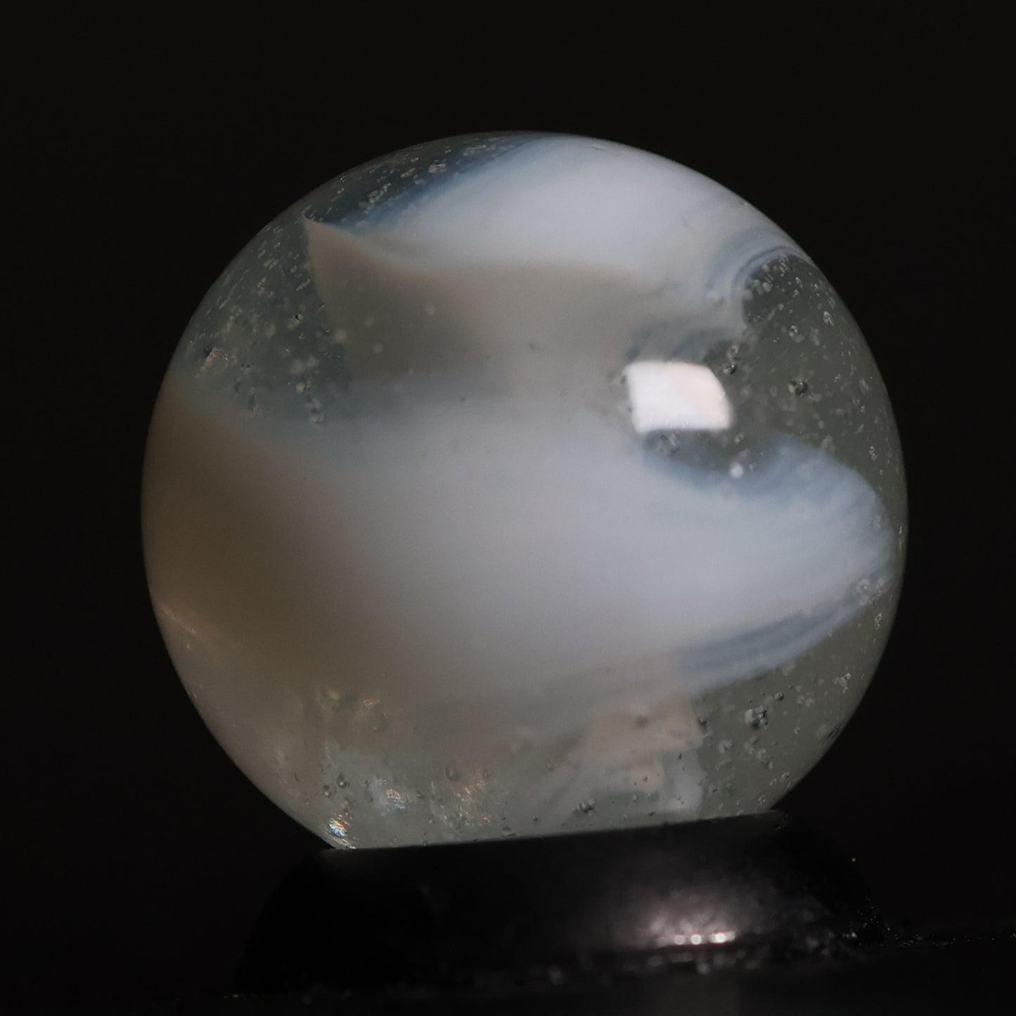 5/8" Clear & White Slag Marble M-
