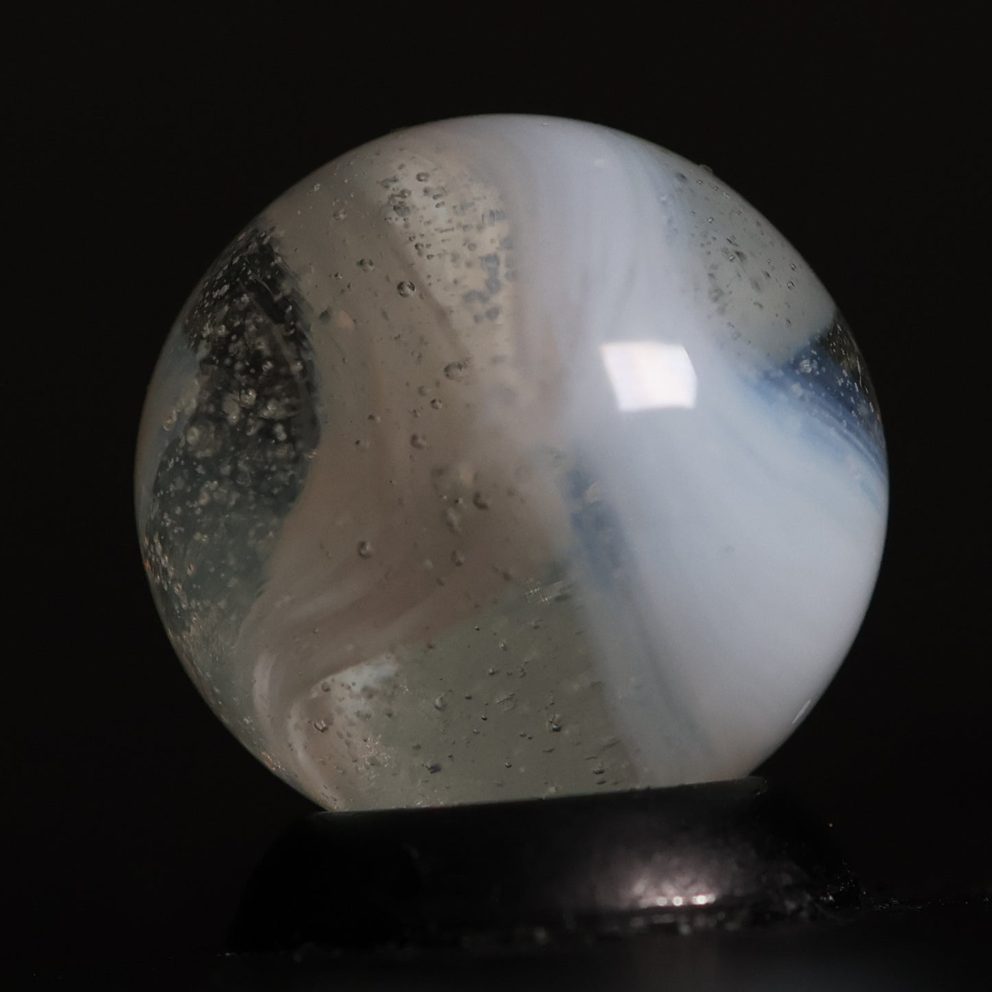 5/8" Clear & White Slag Marble M-
