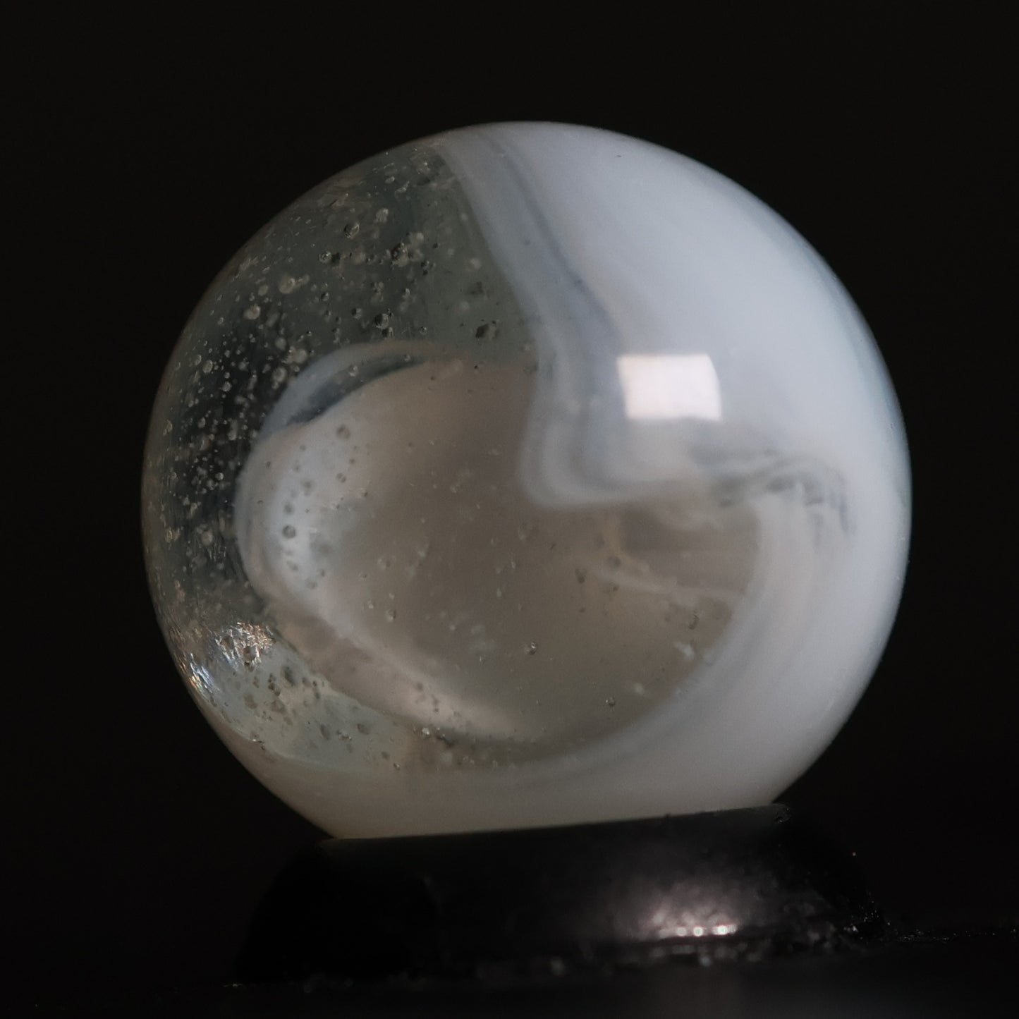 5/8" Clear & White Slag Marble M-