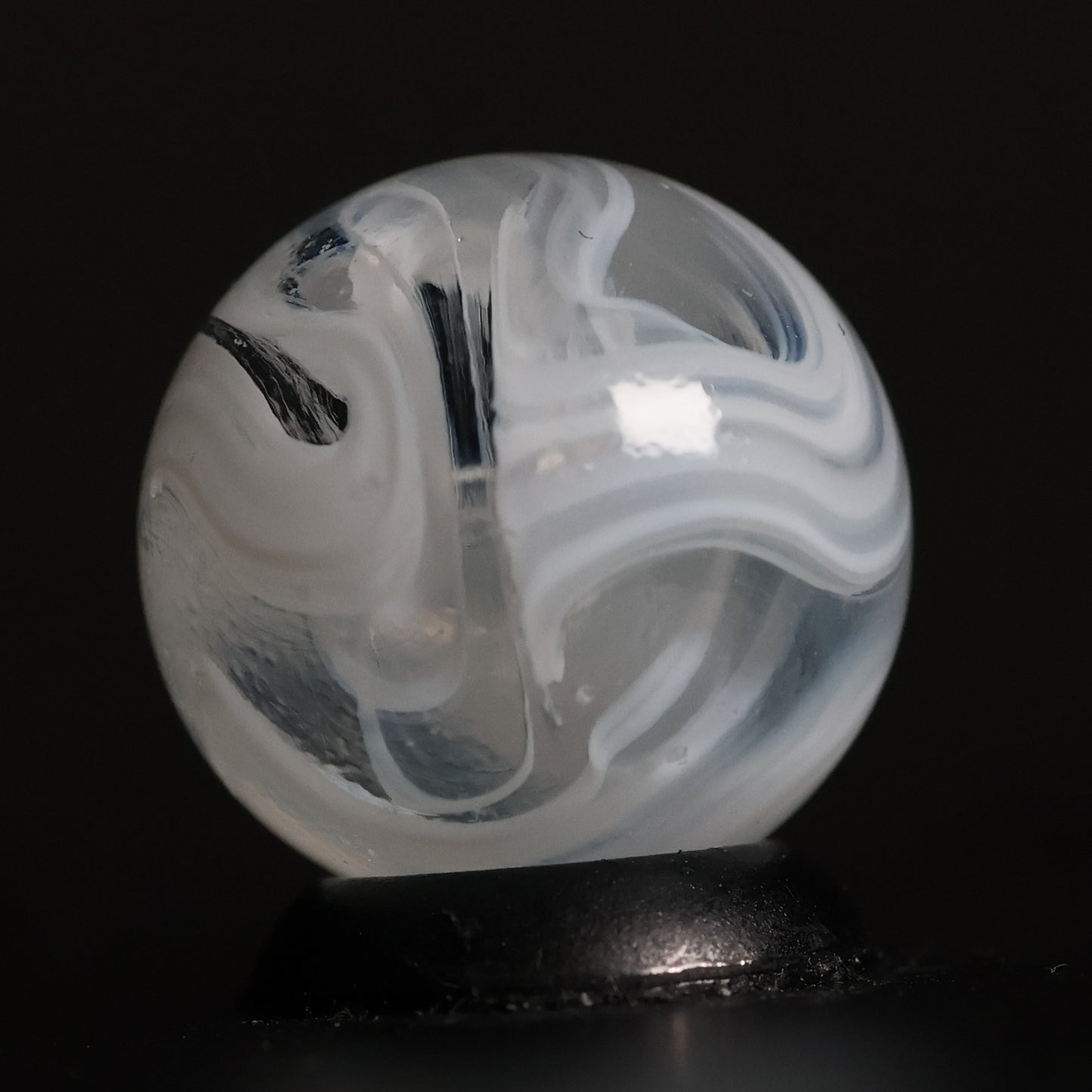 5/8" Swirl or Slag? Marble Clear & white NM+